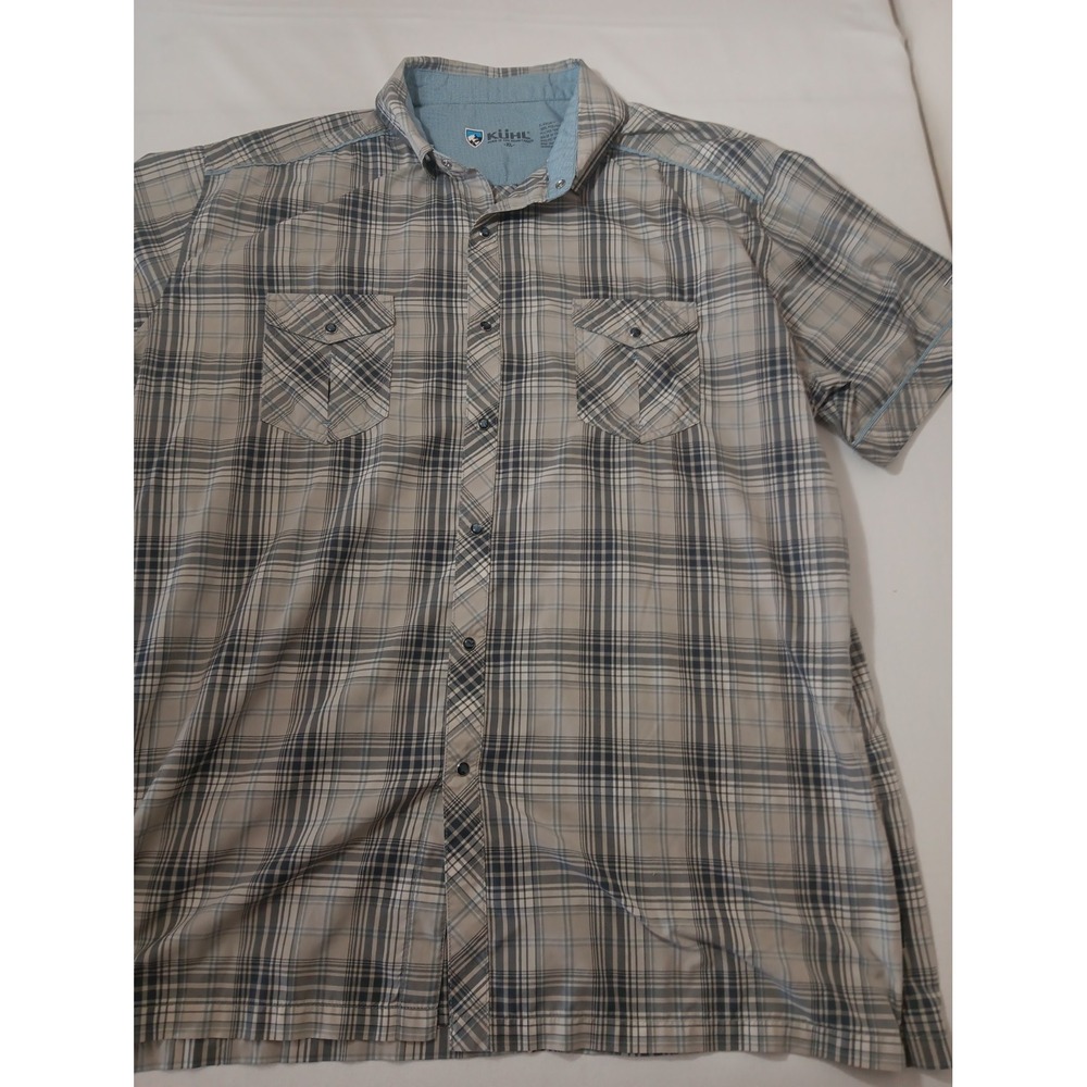 Kuhl Mountain Grown Men's Plaid XL Polyester Snap Short Sleeve Shirt 3002